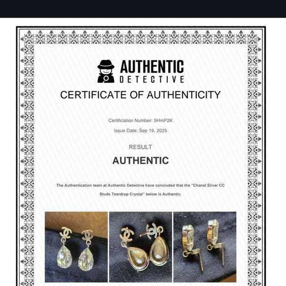 CHANEL Silver Crystal Teardrop Earrings 💎 - Picture 4 of 4